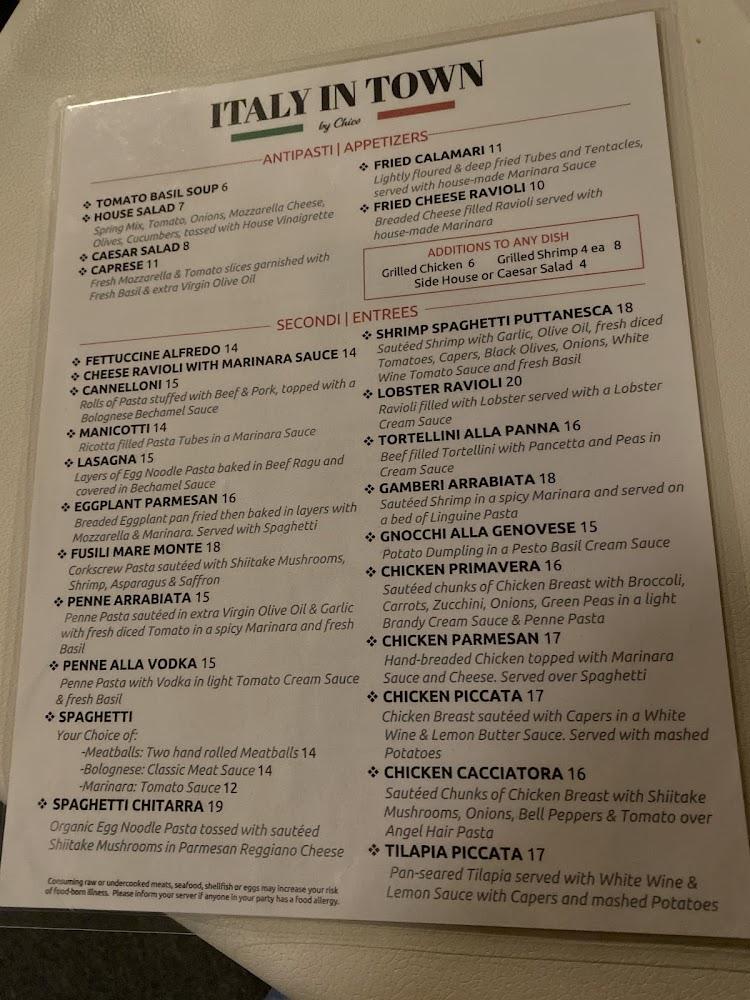 Italy in Town Menu image 2